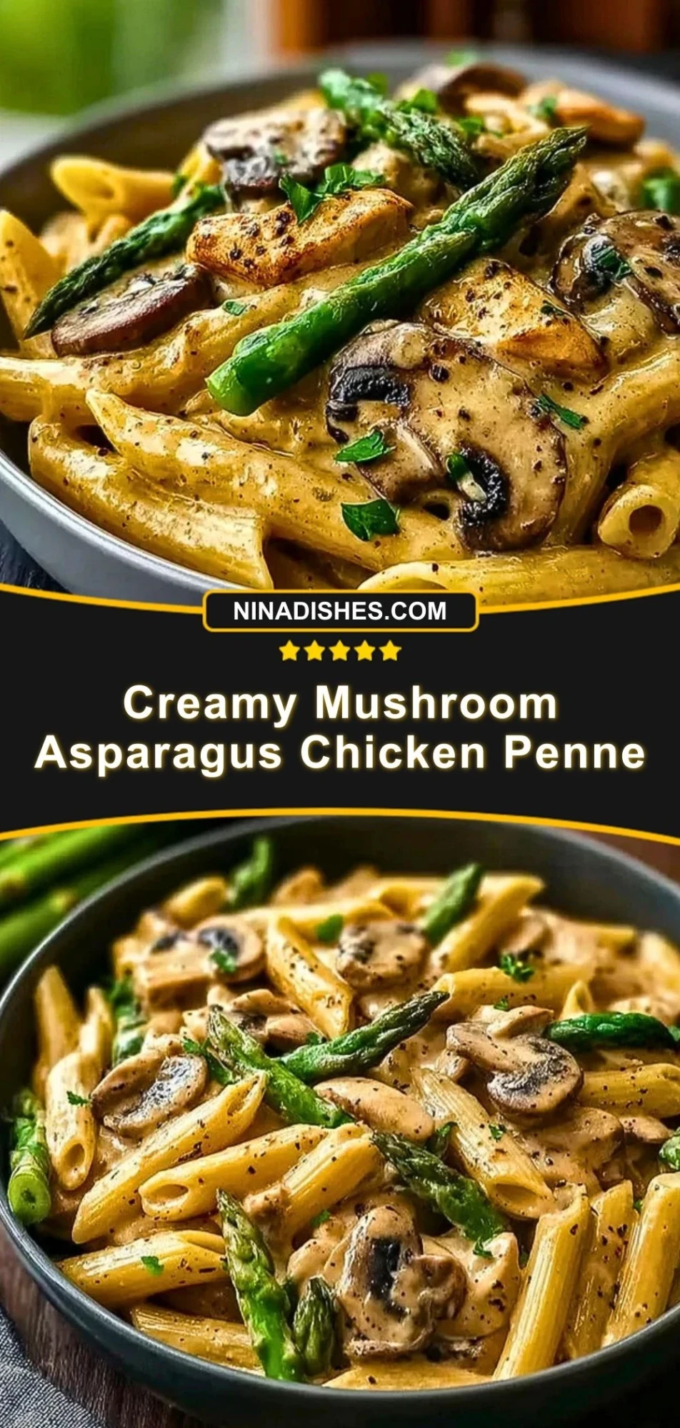 Creamy Mushroom Asparagus Chicken Penne (3)