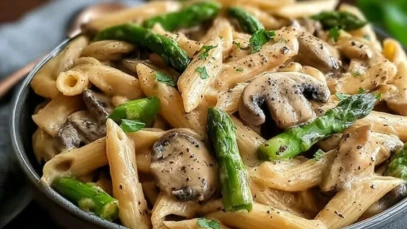 Creamy Mushroom Asparagus Chicken Penne