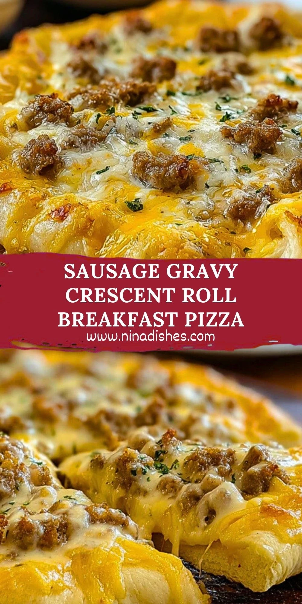 Sausage Gravy Crescent Roll Breakfast Pizza (2)