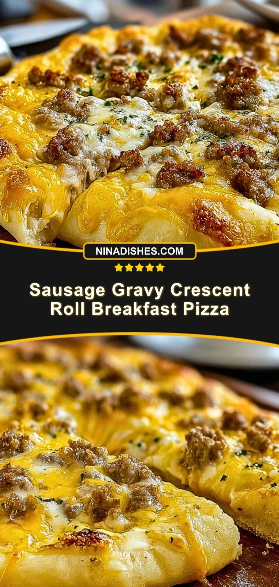 Sausage Gravy Crescent Roll Breakfast Pizza (3)