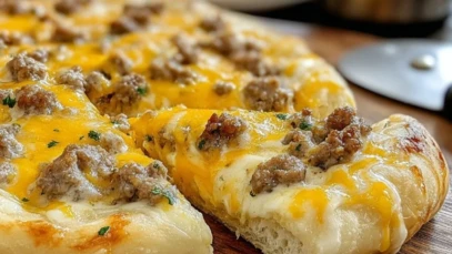Sausage Gravy Crescent Roll Breakfast Pizza