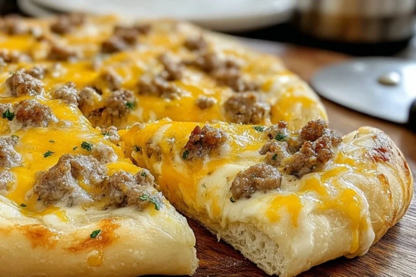 Sausage Gravy Crescent Roll Breakfast Pizza