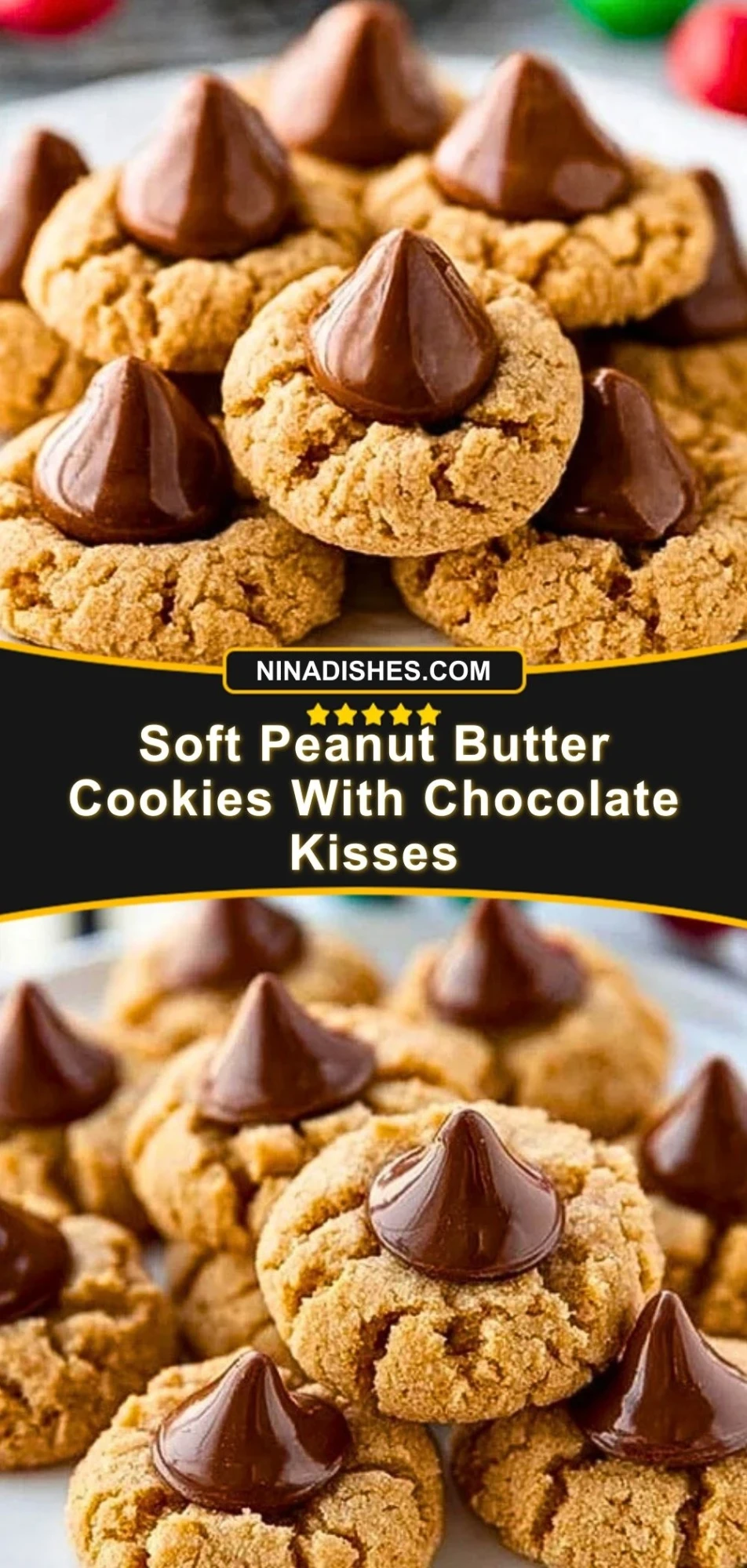 Soft Peanut Butter Cookies With Chocolate Kisses (3)