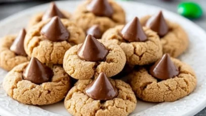 Soft Peanut Butter Cookies With Chocolate Kisses