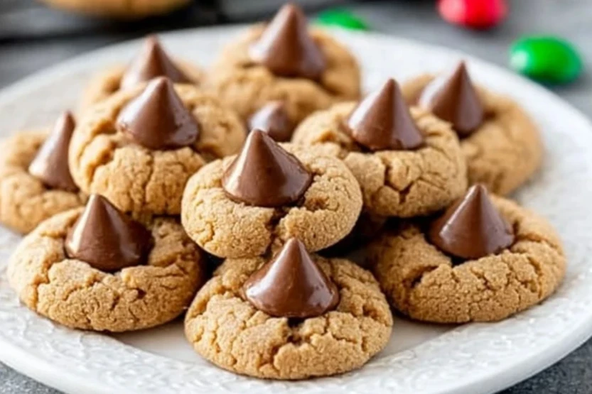 Soft Peanut Butter Cookies With Chocolate Kisses