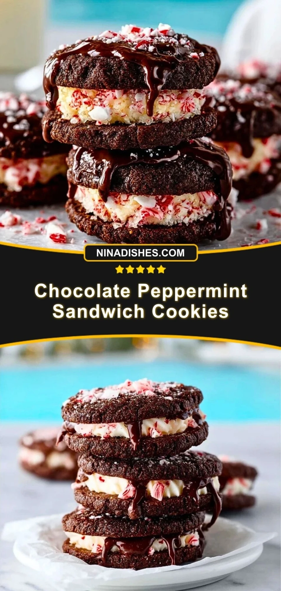 Chocolate Peppermint Sandwich Cookies (3)