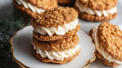 Easy Spiced Eggnog Oatmeal Cream Pies