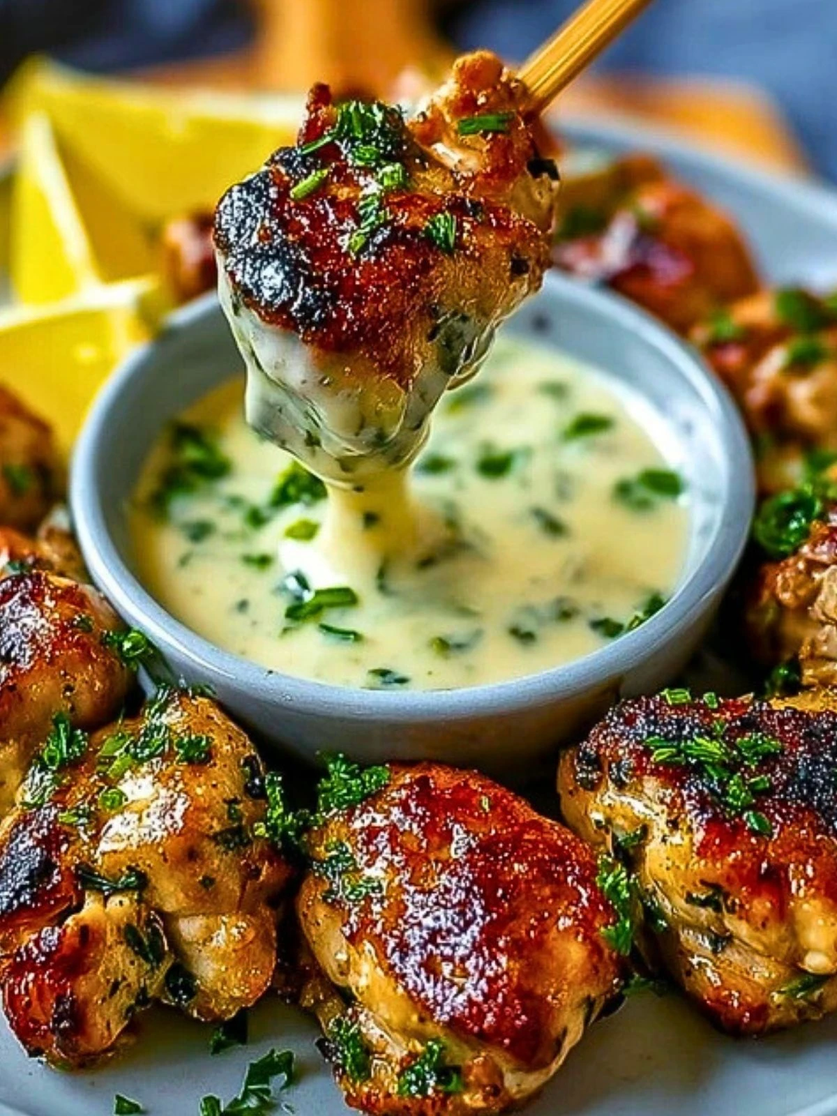 Grilled Chicken Bites with Creamy Garlic Sauce (1)