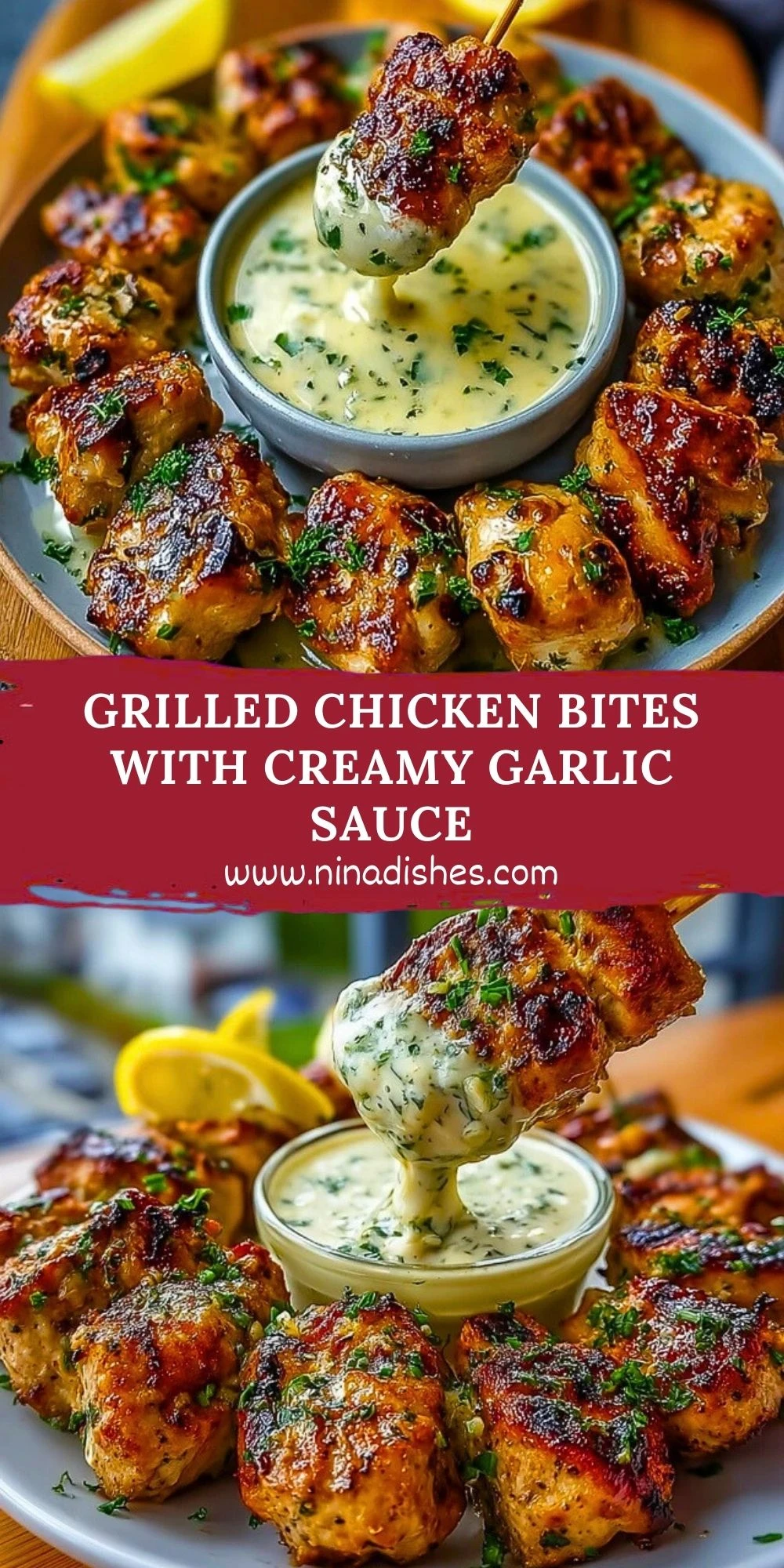 Grilled Chicken Bites with Creamy Garlic Sauce (2)