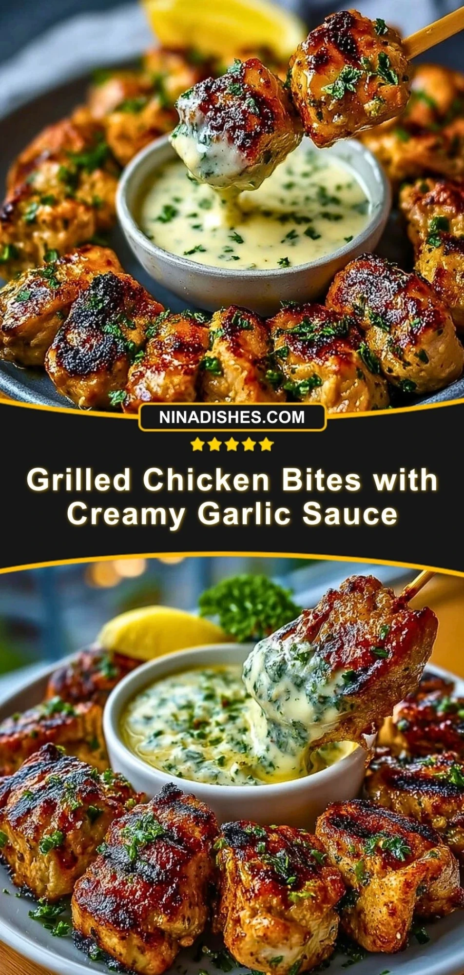 Grilled Chicken Bites with Creamy Garlic Sauce (3)