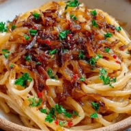 Caramelized Onion Pasta with Chilli Oil