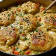 Comforting Chicken And Dumplings With Biscuits