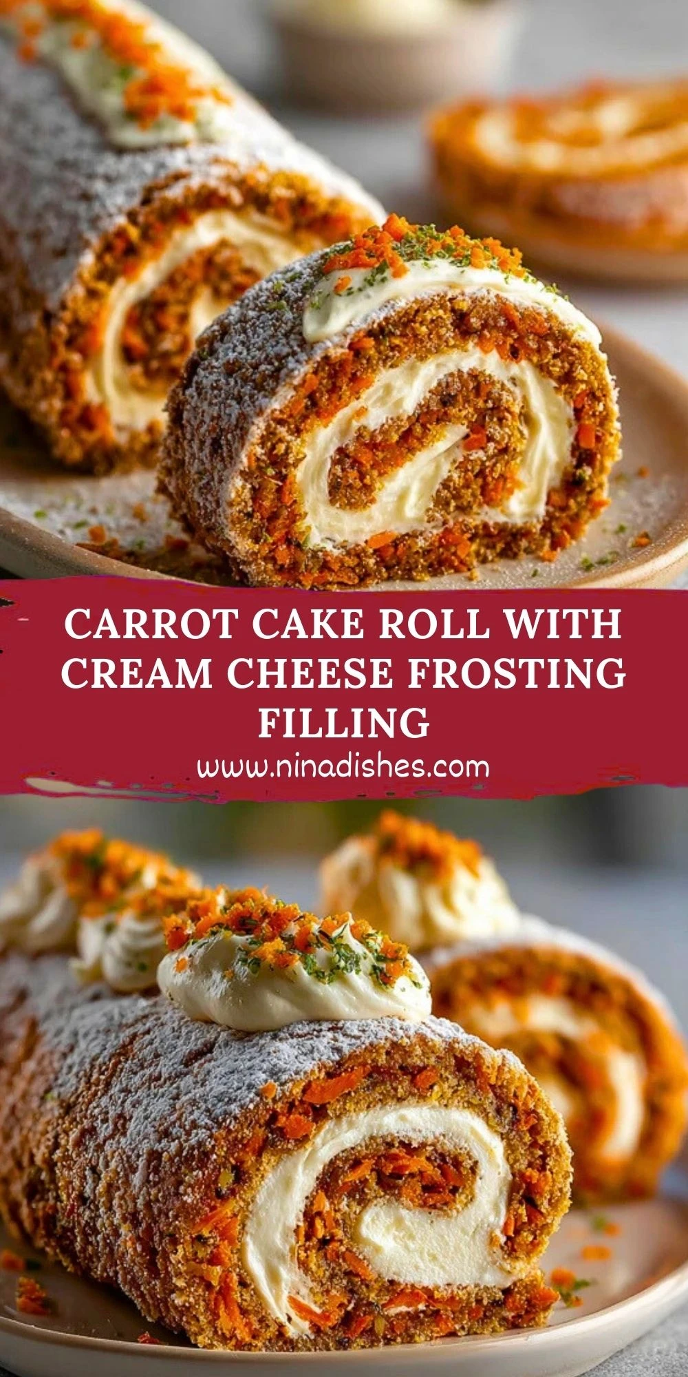 Carrot Cake Roll with Cream Cheese Frosting Filling (1)