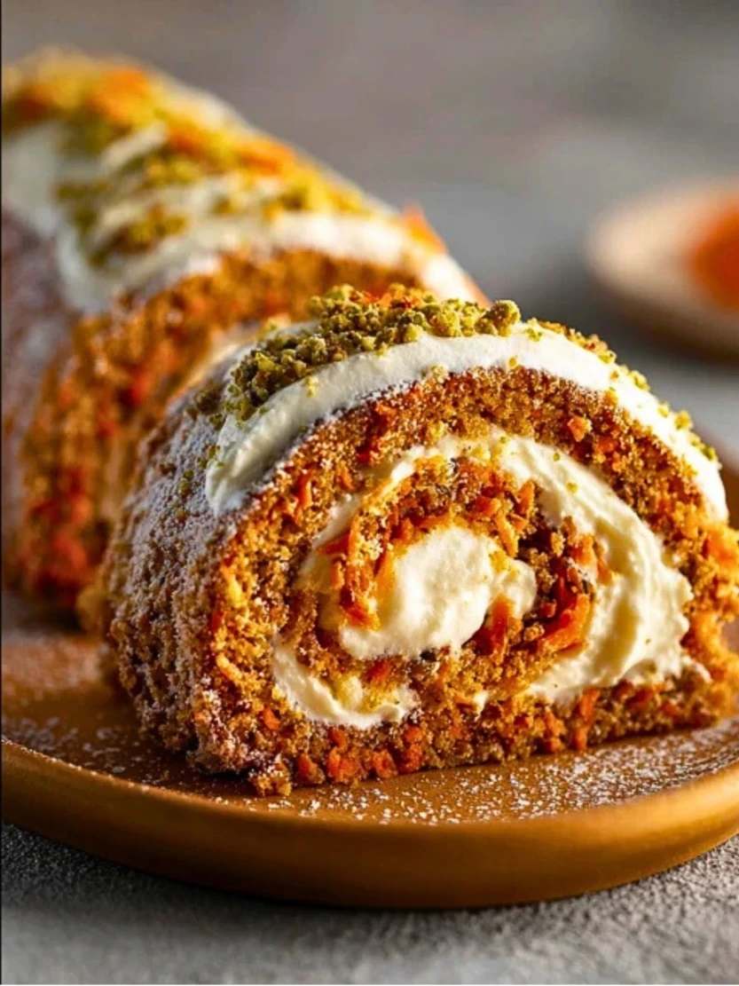 Carrot Cake Roll with Cream Cheese Frosting Filling (2)