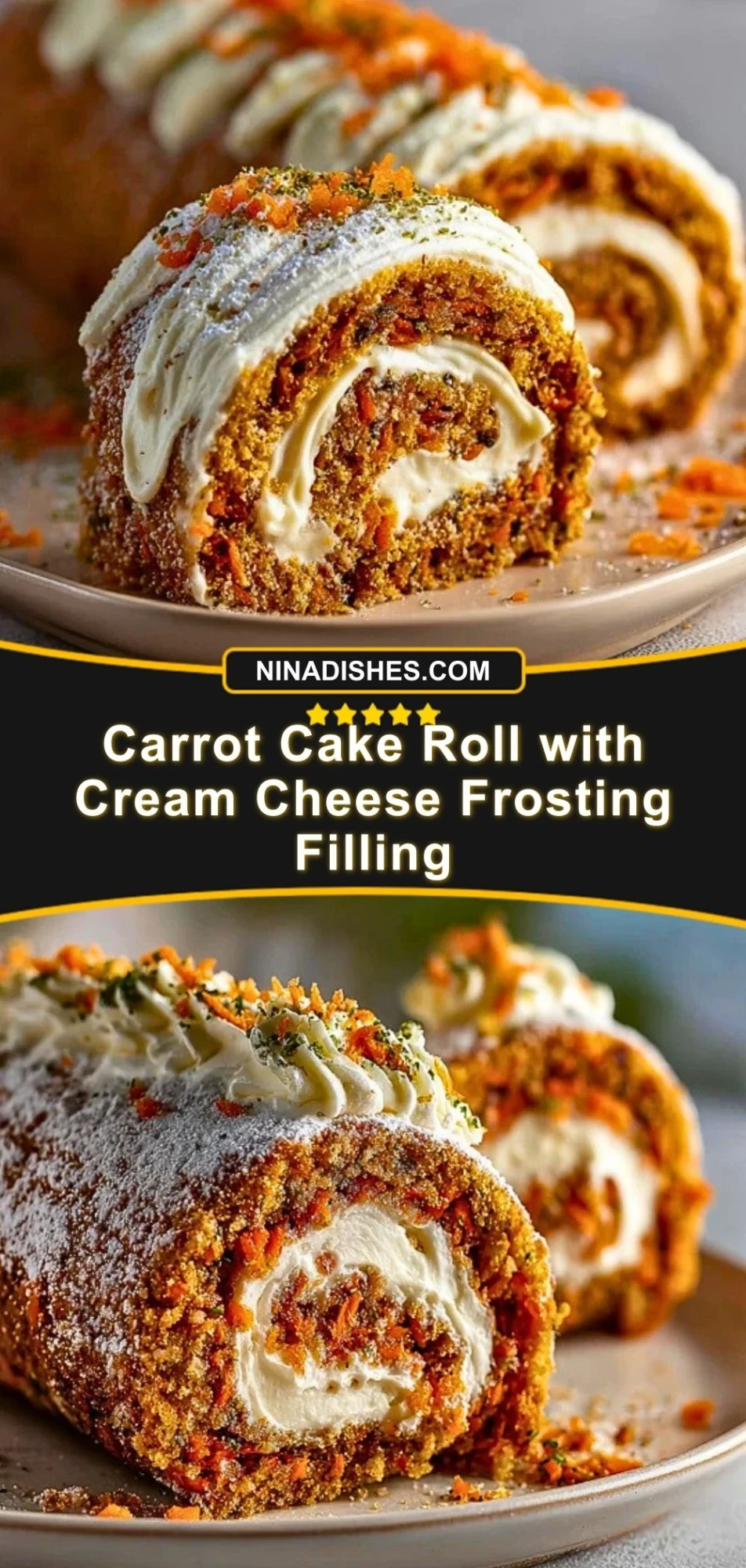 Carrot Cake Roll with Cream Cheese Frosting Filling