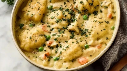 Irresistible Chicken And Dumplings With Biscuits