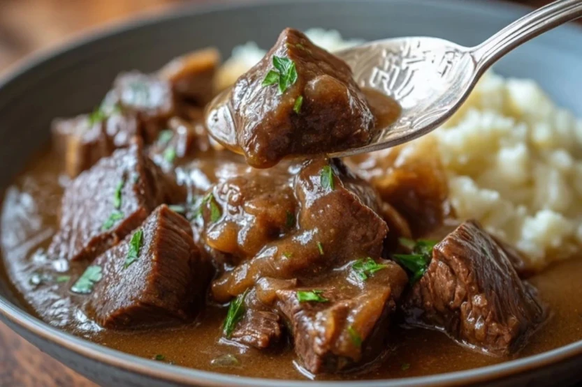 Slow Cooker Beef Tips and Gravy