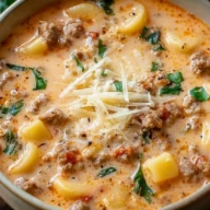 Creamy Parmesan Italian Sausage Ditalini Soup