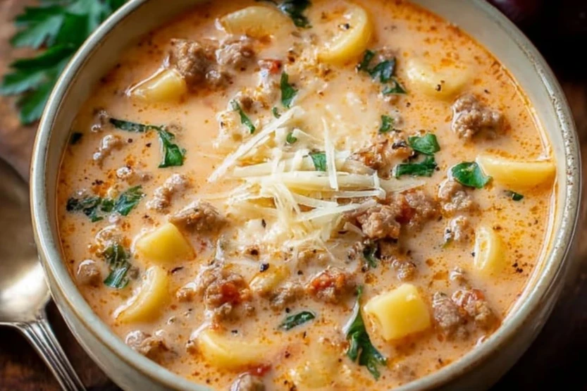 Creamy Parmesan Italian Sausage Ditalini Soup