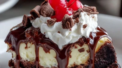 Hot Fudge Sundae Brownie Cheesecake