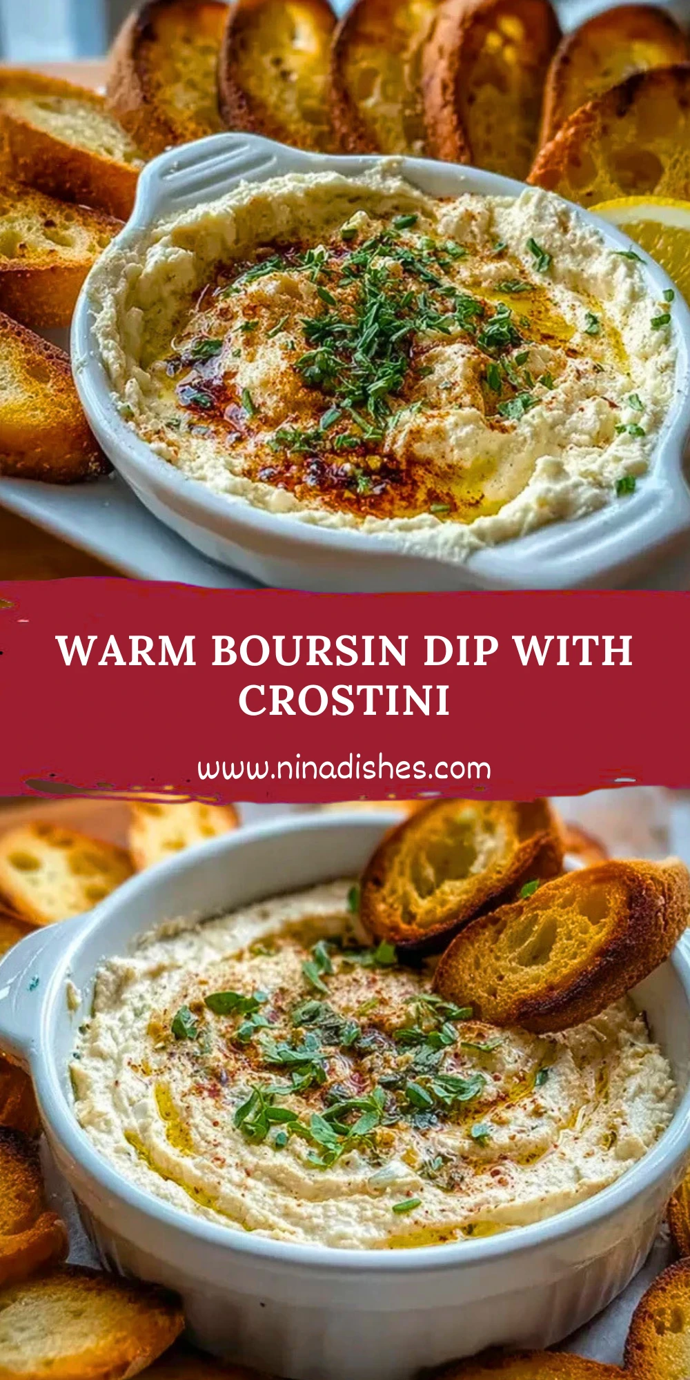 Warm Boursin Dip with Crostini