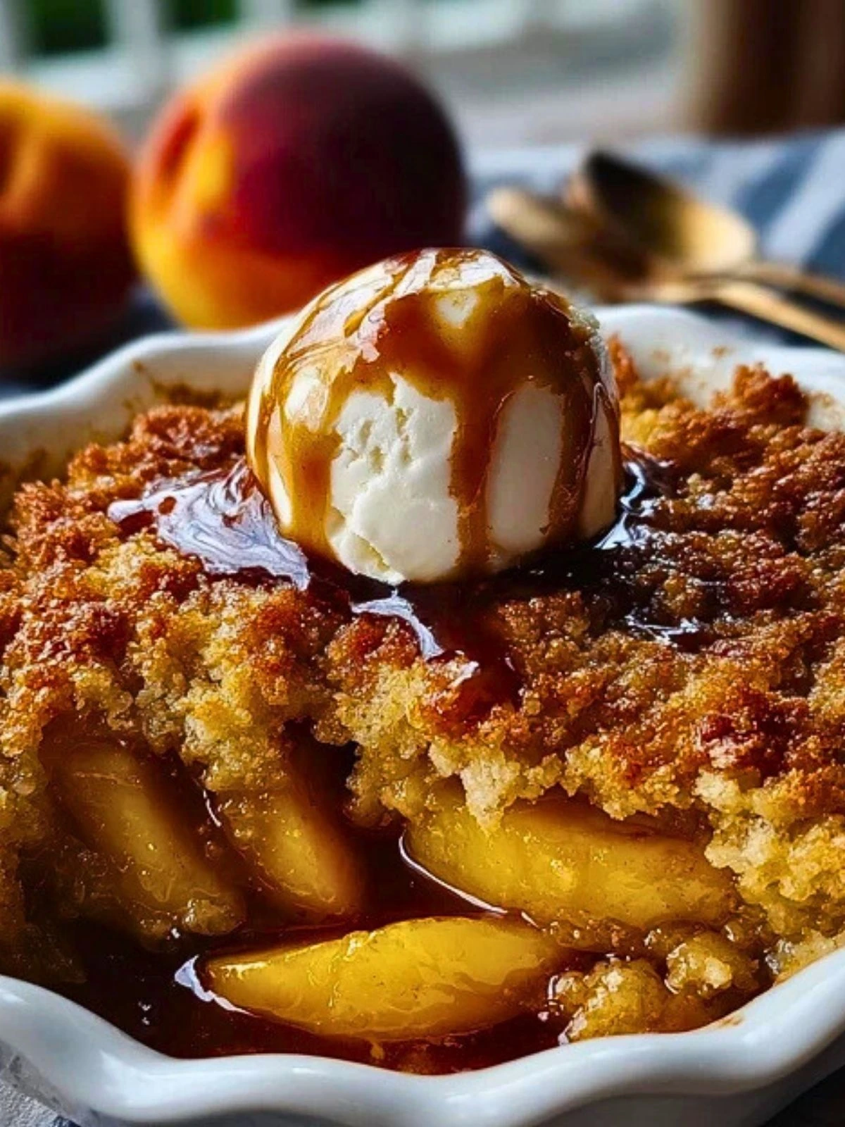 Buttery Vanilla Peach Cobbler with Sweet Crust (1)