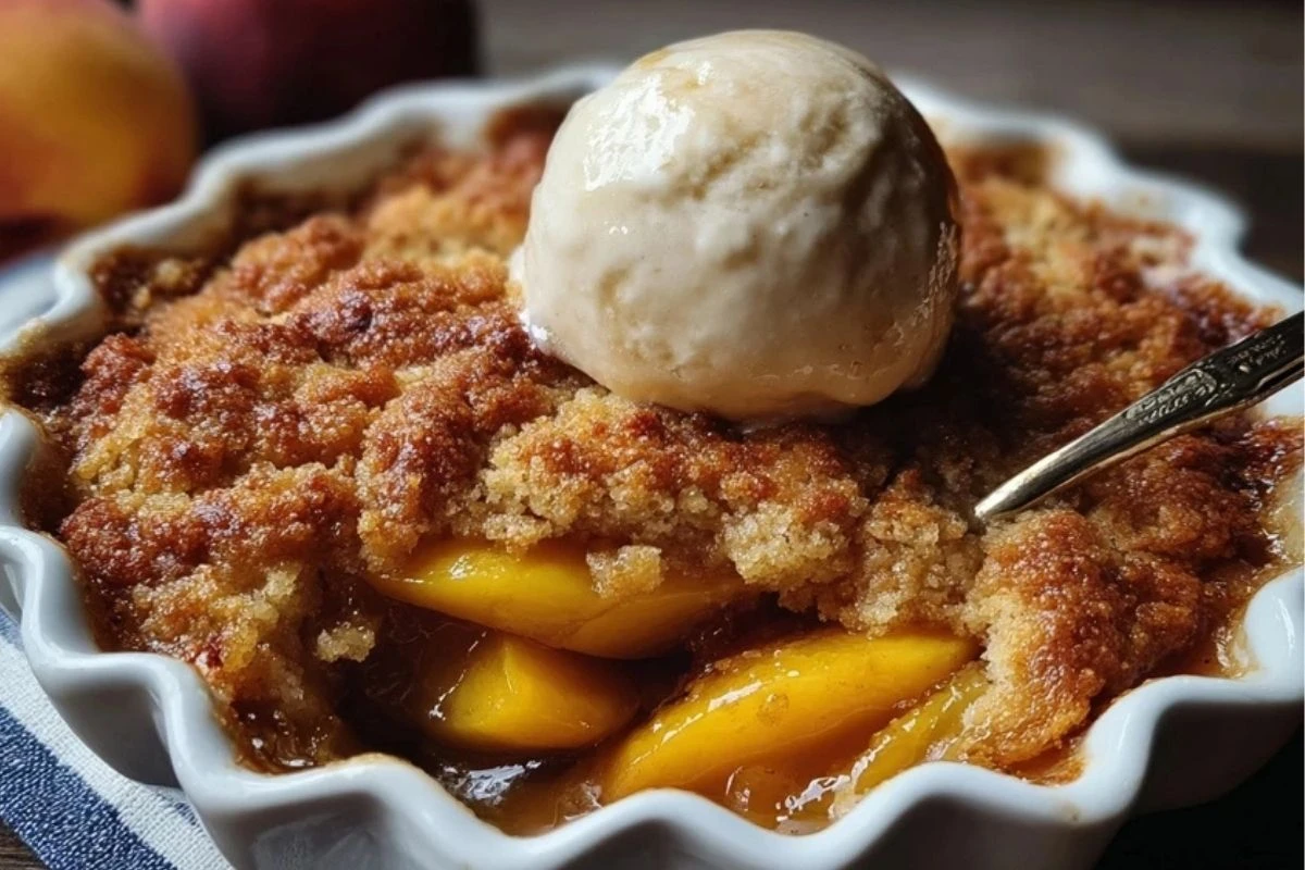 Buttery Vanilla Peach Cobbler with Sweet Crust
