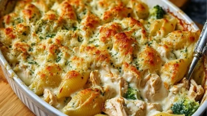 Cheesy Chicken Shells — The Ultimate Creamy, Comforting Pasta Bake