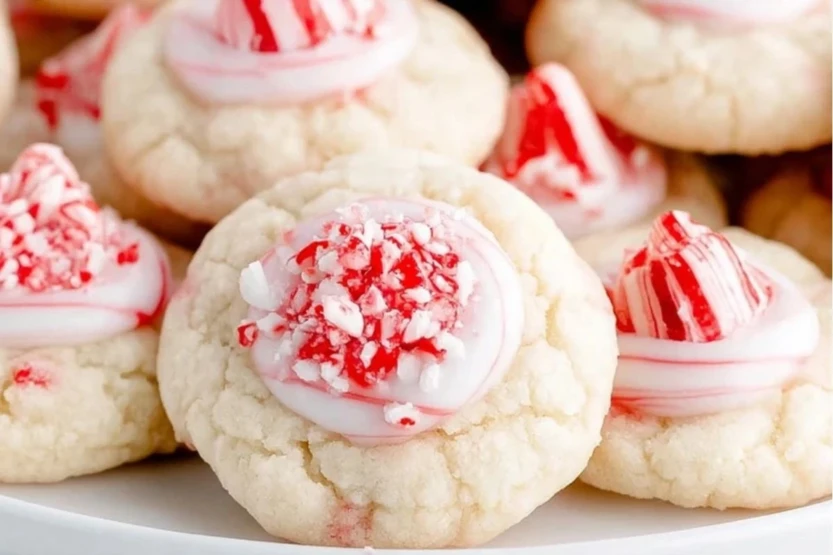Candy Cane Kiss Cookies