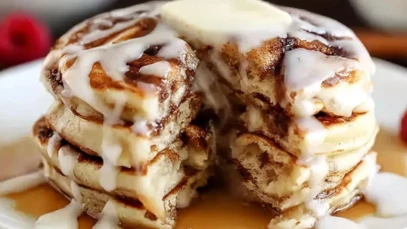 Easy Fluffy Cinnamon Roll Pancakes
