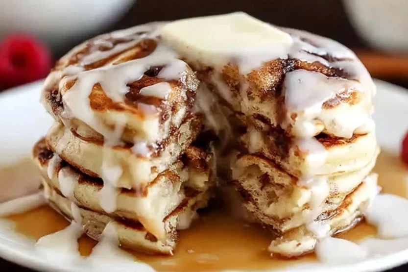 Easy Fluffy Cinnamon Roll Pancakes