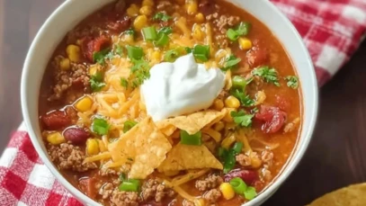 Best Crockpot Ground Beef Taco Soup