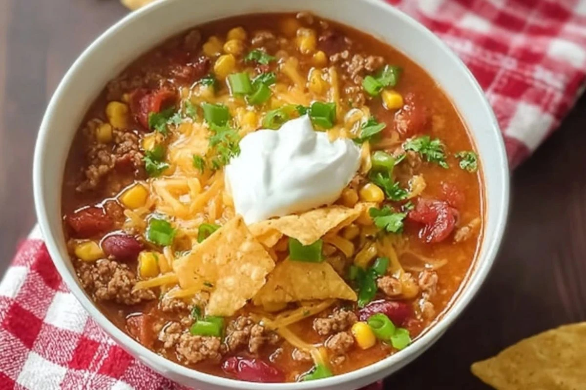 Best Crockpot Ground Beef Taco Soup