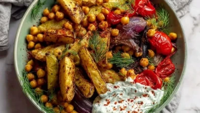 Vegan Mediterranean Roasted Vegetables Bowl