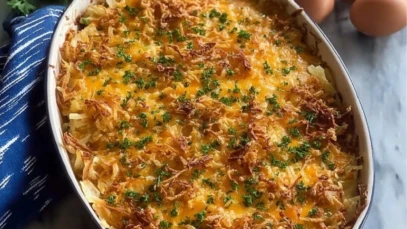 Easy Rotisserie Chicken Hash Brown Casserole