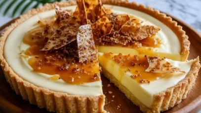 Eggnog Crème Tart with Caramel Shards