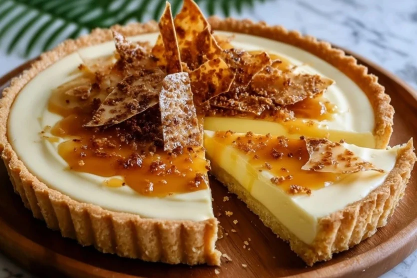 Eggnog Crème Tart with Caramel Shards
