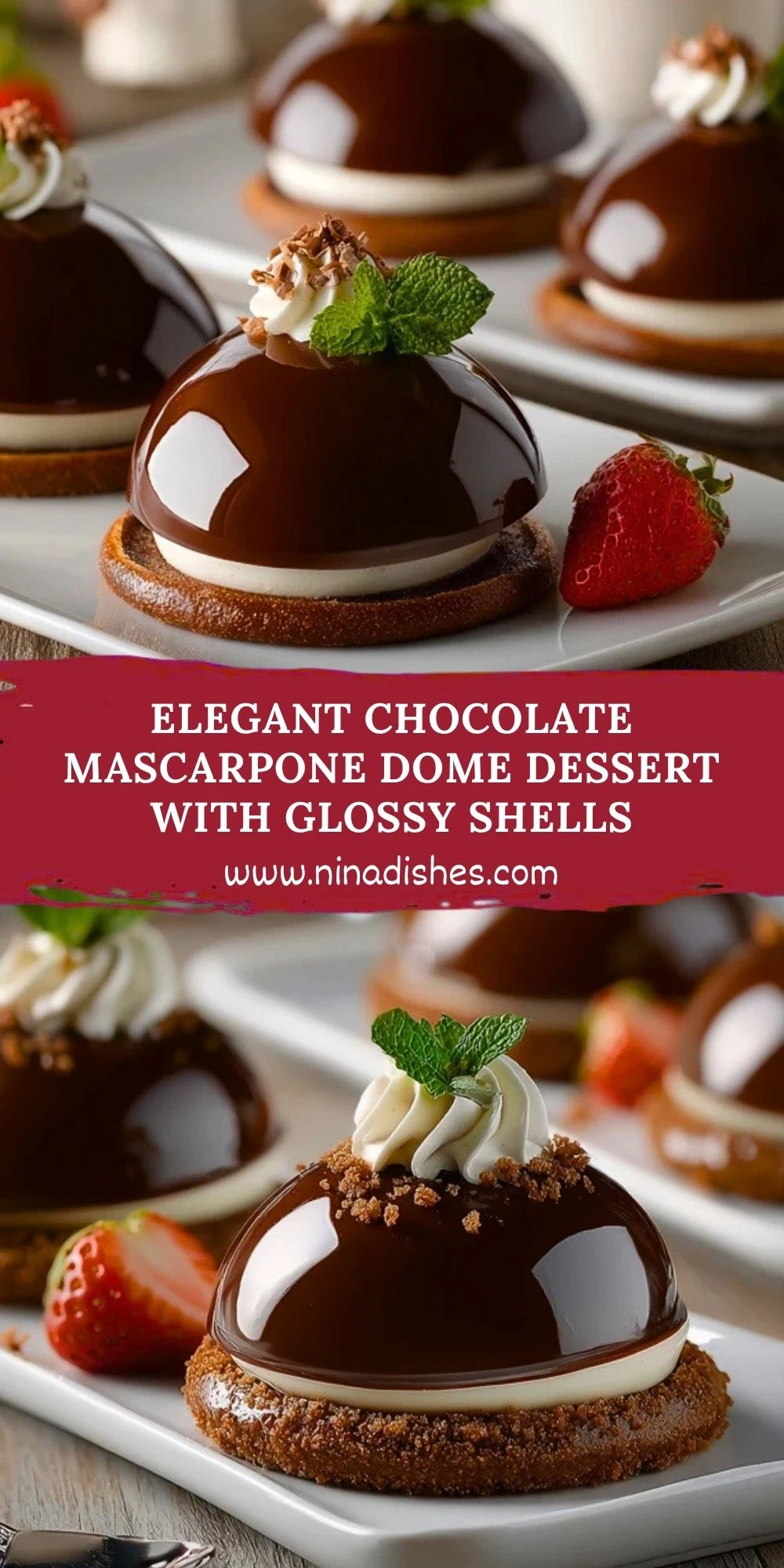Elegant Chocolate Mascarpone Dome Dessert with Glossy Shells (2)