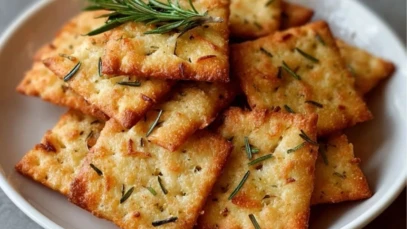 Homemade Parmesan Rosemary Crackers
