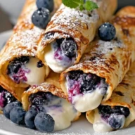 Crispy Keto Blueberry Cream Cheese Roll-Ups