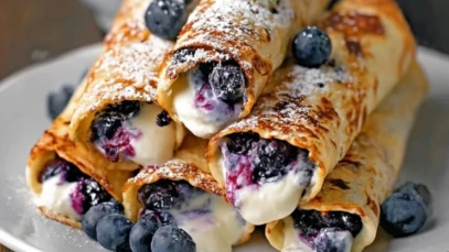 Crispy Keto Blueberry Cream Cheese Roll-Ups