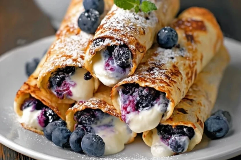 Crispy Keto Blueberry Cream Cheese Roll-Ups