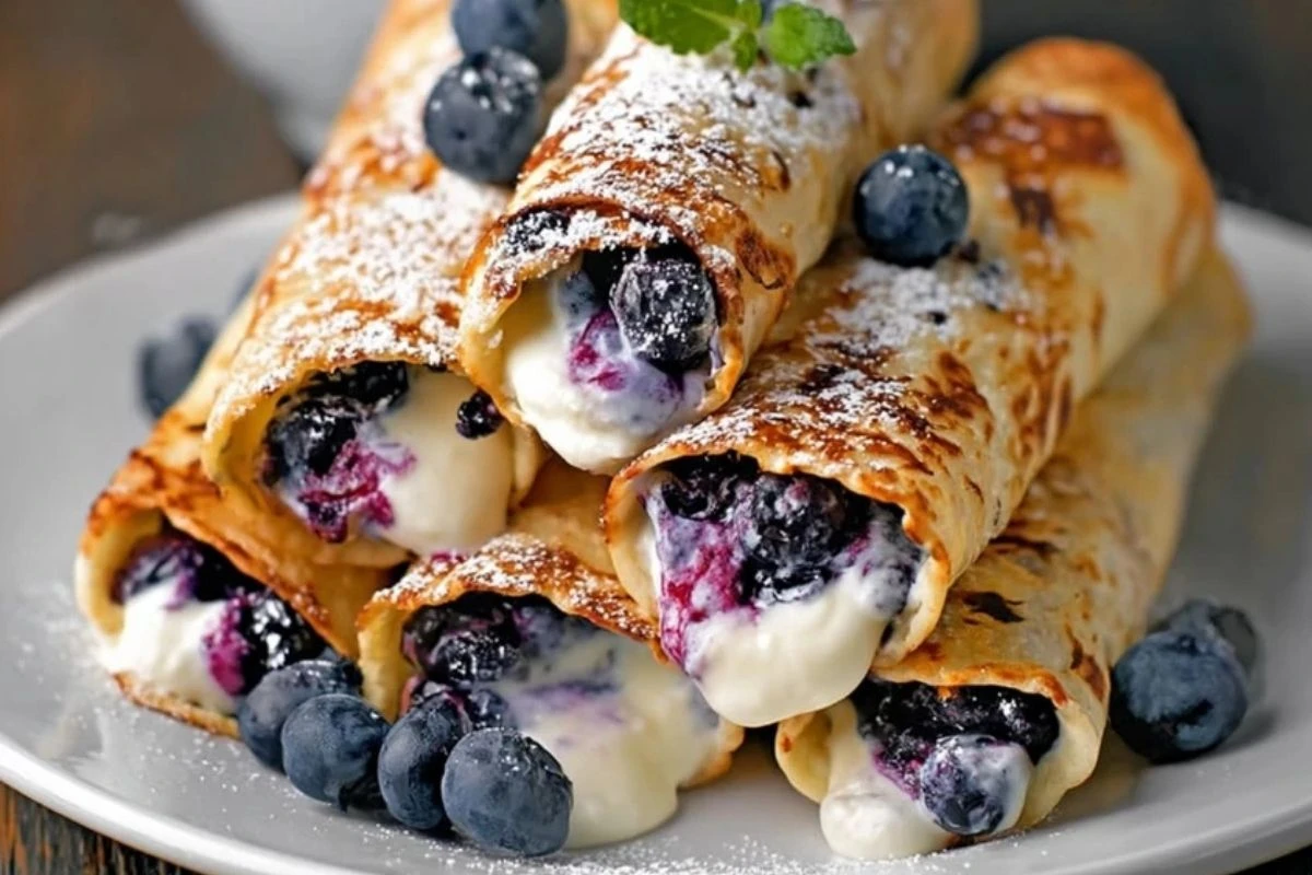 Crispy Keto Blueberry Cream Cheese Roll-Ups