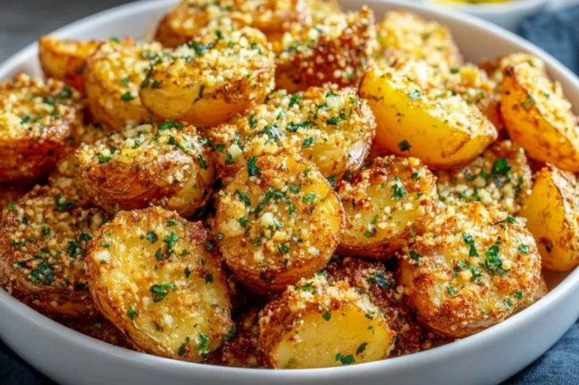Crispy Cheesy Garlic Potatoes