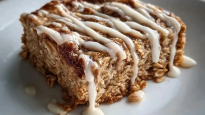 High-Protein Cinnamon Roll Baked Oatmeal