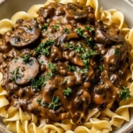 Simple Lentil Mushroom Stroganoff