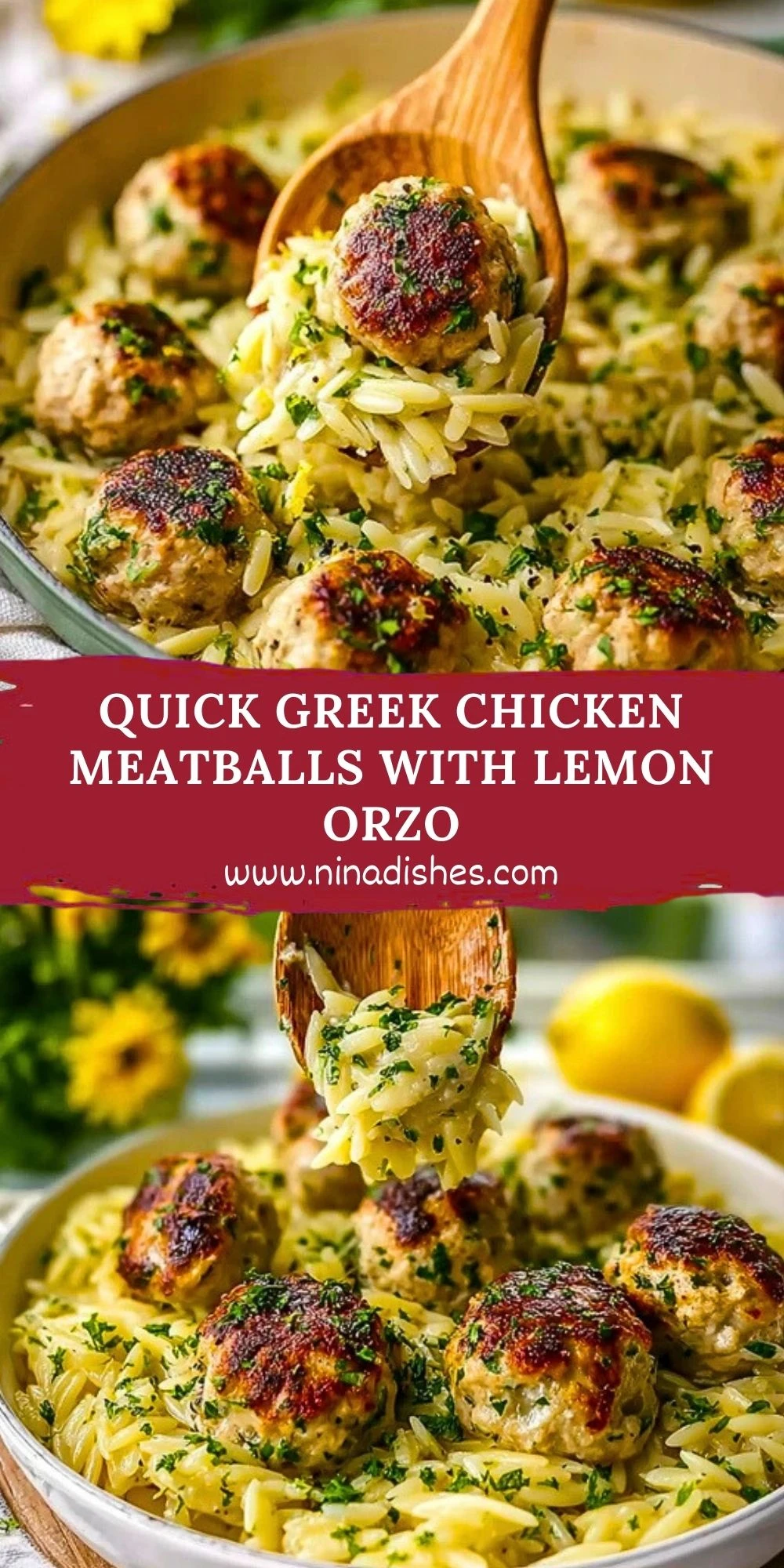 Quick Greek Chicken Meatballs With Lemon Orzo (2)