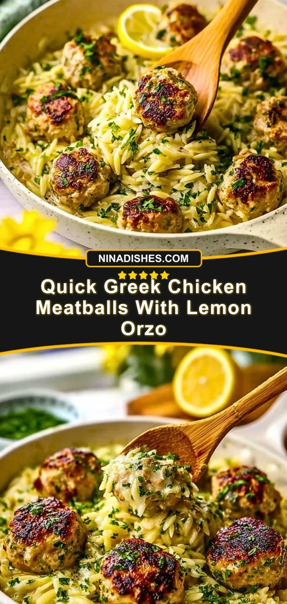 Quick Greek Chicken Meatballs With Lemon Orzo (3)