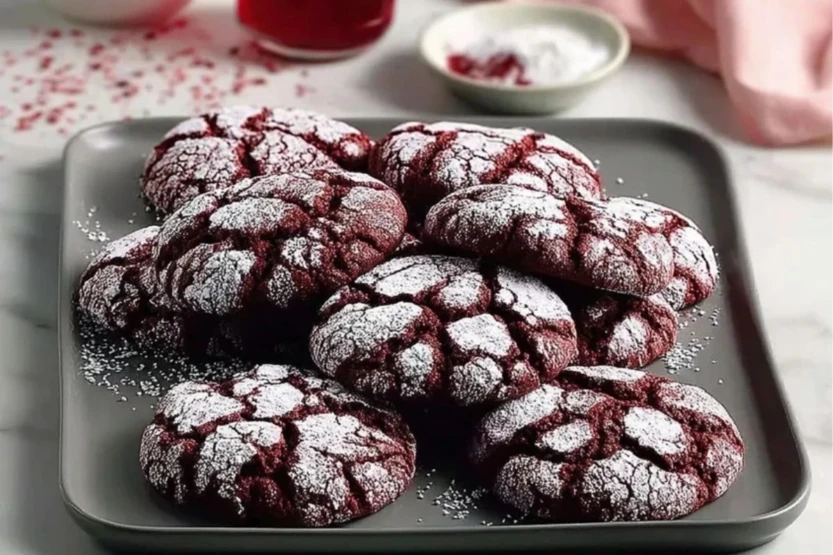 Quick Red Velvet Crinkle Cookies