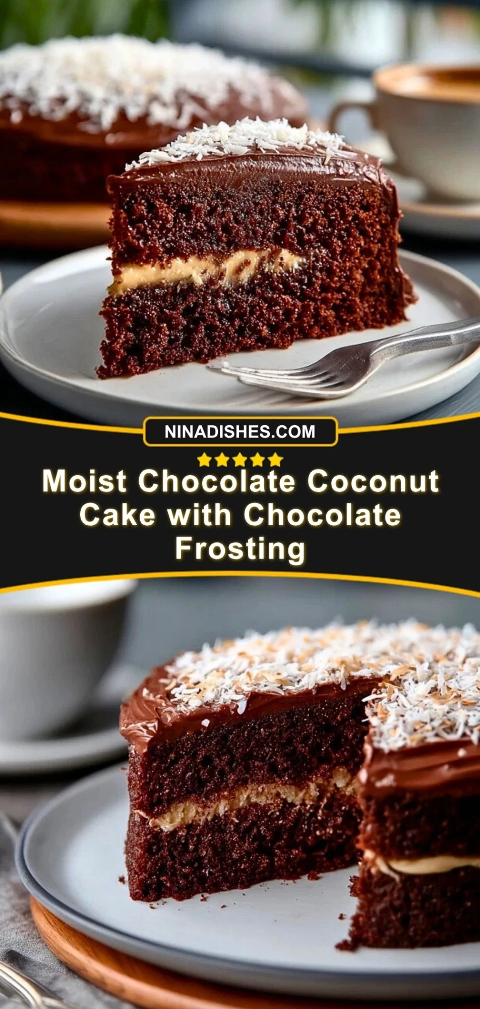 Moist Chocolate Coconut Cake with Chocolate Frosting (3)